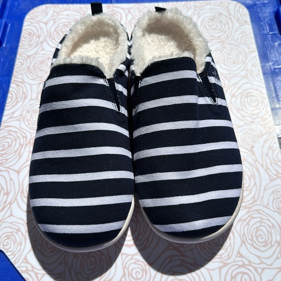 Waco Shoe Company Blue & White Striped Dundee Slipper size 7.5 D - Picture 2 of 5